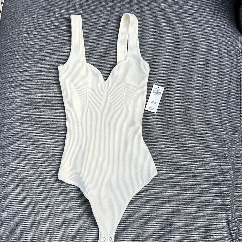 White Abercrombie Sweater Tank Bodysuit